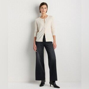 Quince Mongolian Cashmere Cardigan Sweater Color Ivory Size L